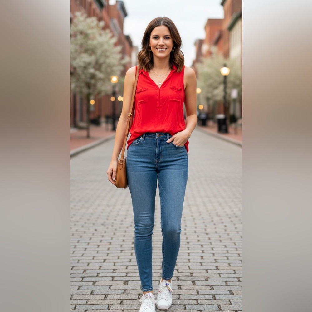 Splendid Sleeveless Collared Blouse